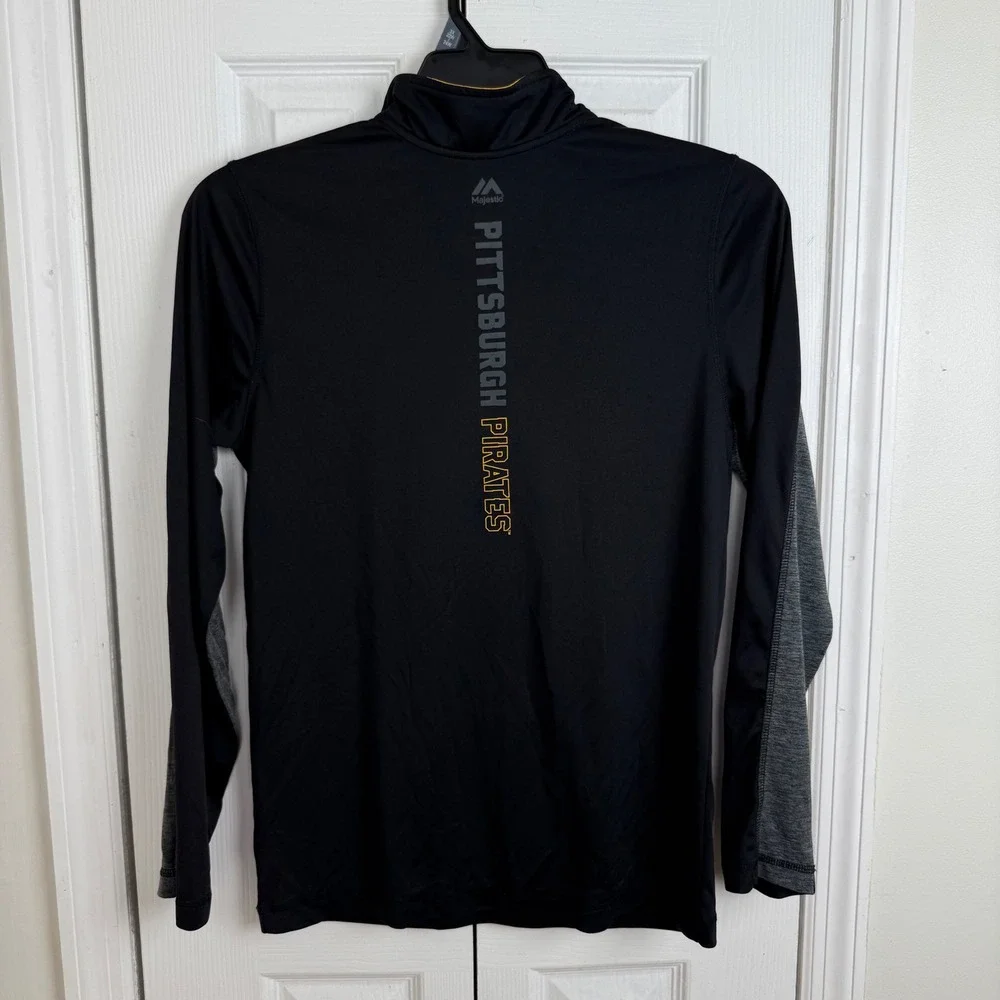 Majestic‎ Pittsburgh Pirates Pullover Quarter Zip Long Sleeve Shirt youth Lg - Picture 5 of 6